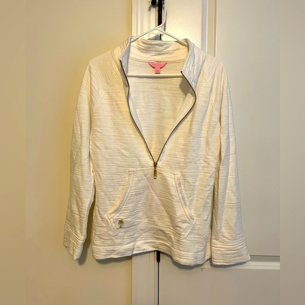 LILLY PULITZER womens S off white Skipper Popover 1/2 zip sweatshirt
